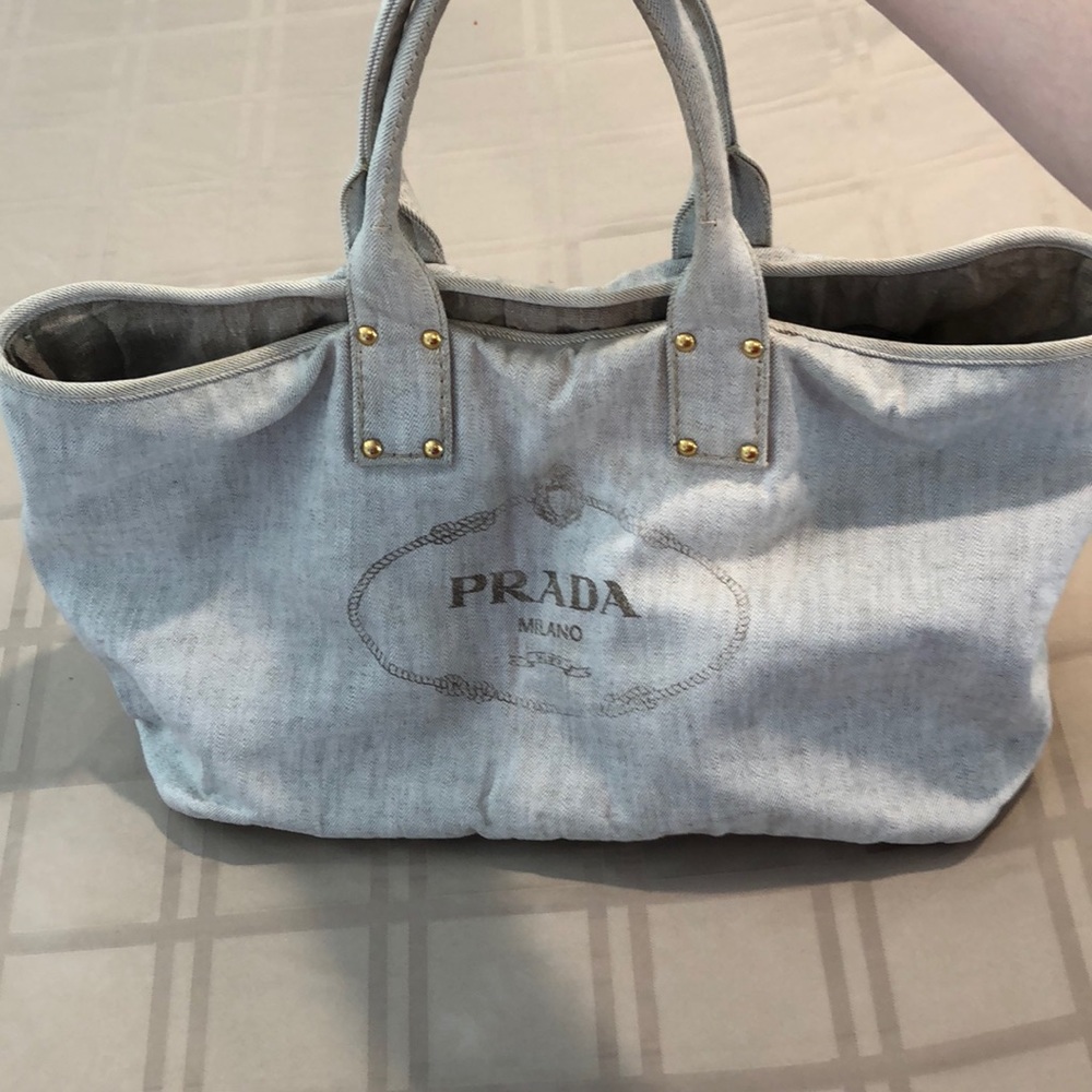 Prada denim tote